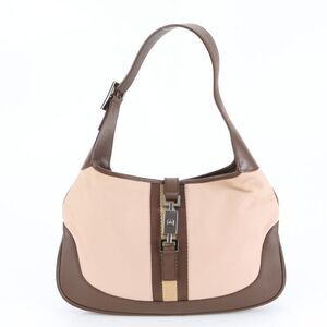 Extreme Gucci Jackie 001-3306 Leather Shoulder Bag One Shoulder Tote Silver